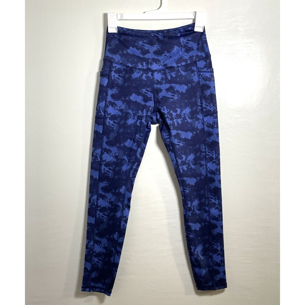 LegEnd Women's High Waisted Blue Camo Printed Leggings W/ Pocket Sz Small NWOT